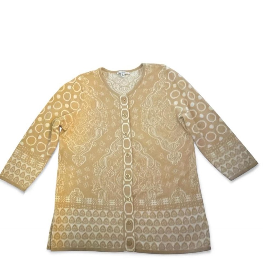 Beige Patterned Cardigan Issac Mizrahi Live